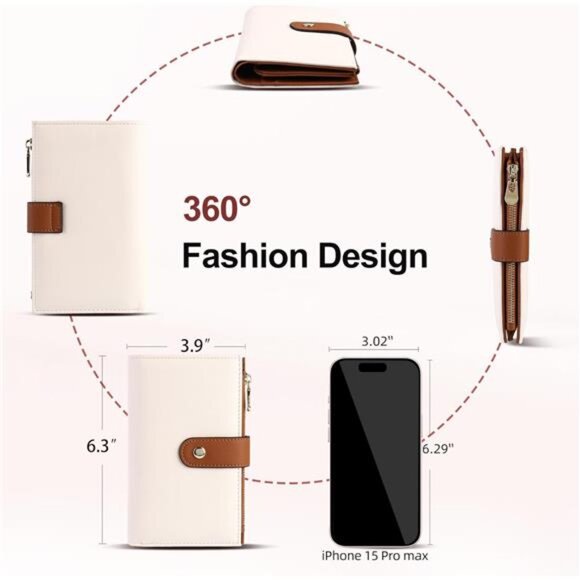 Trifold Clutch Credit Card Holder Travel Purse Womens RFID Wallet Leather - Picture 4 of 7